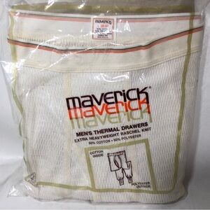 NOS Vintage Maverick Thermal Long Johns Bottoms Cotton 50 50 Knit Large 38-40